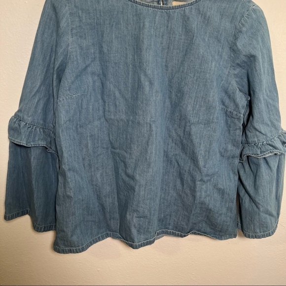 Gap for Good Chambray Top Ruffle Bell Sleeve - Picture 6 of 11